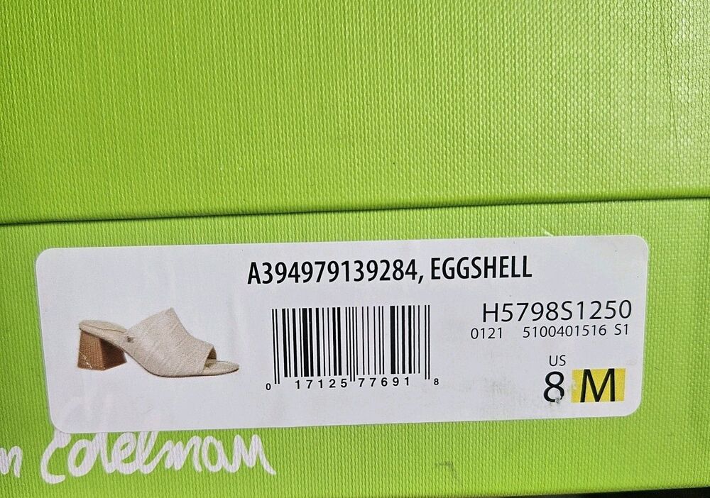Sam Edelman Sonya Eggshell Sandal Block Heel Croc-Embossed Vegan Leather 8 M NIB - Picture 10 of 10